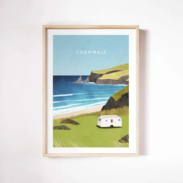 Cornwall Caravan Travel Poster, Henry Rivers