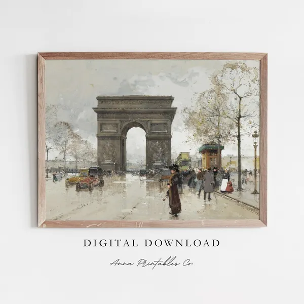 Arc De Triomphe In Winter Vintage Paris Art Print
