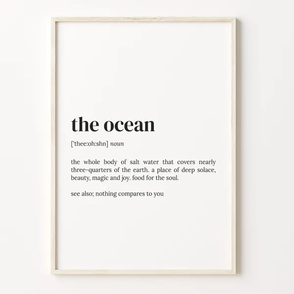 Ocean Definition Dictionary Quote Art Print