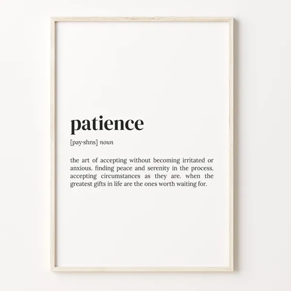 Patience Definition Print, Dictionary Quote Art