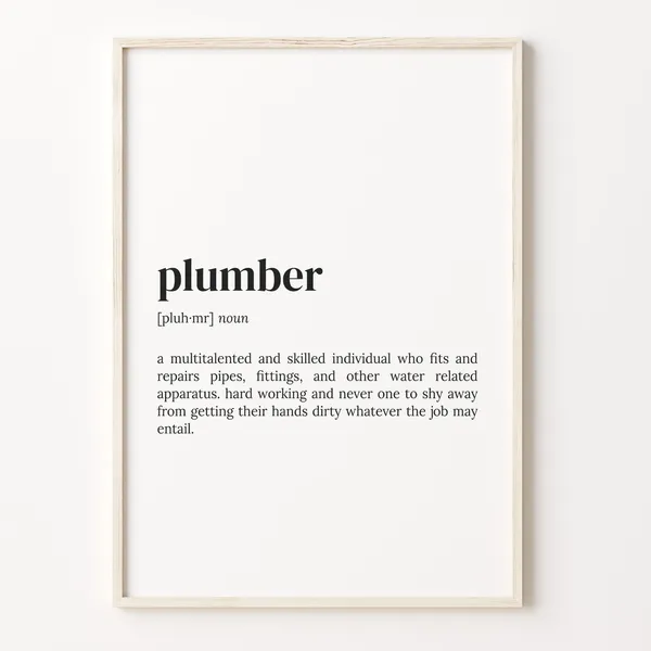 Plumber Definition Dictionary Poster, Funny Wall Art
