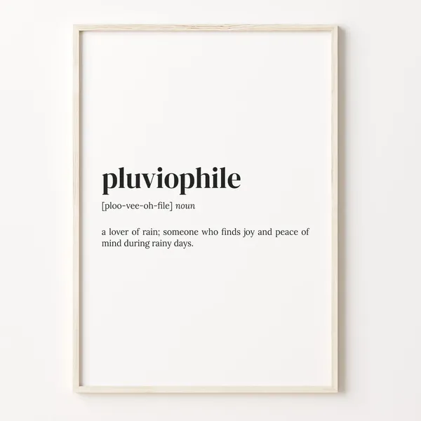 Pluviophile Definition Quote Poster, Dictionary Wall Art