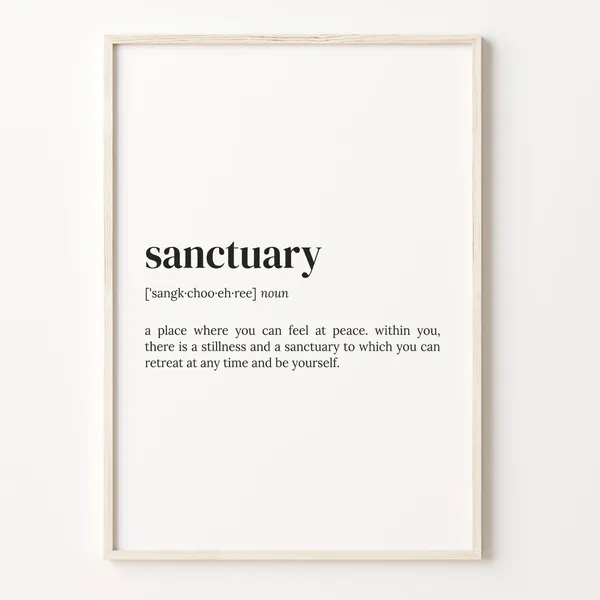 Sanctuary Definition Quote Poster, Cabin Wall Art