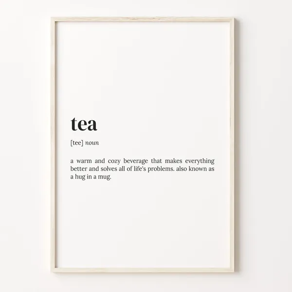 Tea Definition Print, Dictionary Quote Wall Art