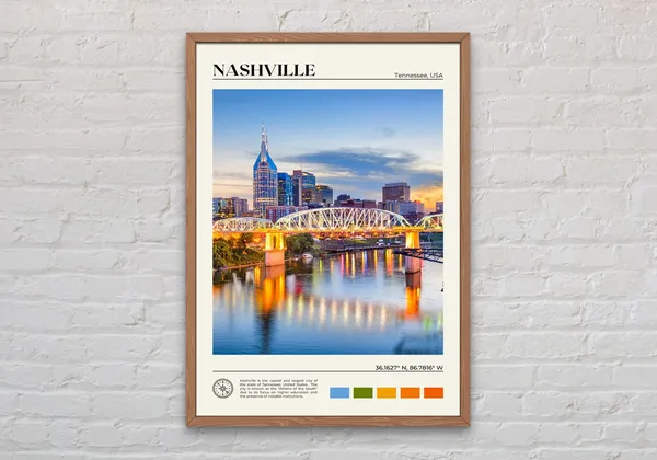 Nashville Real Photo Travel Poster, Wall Decor