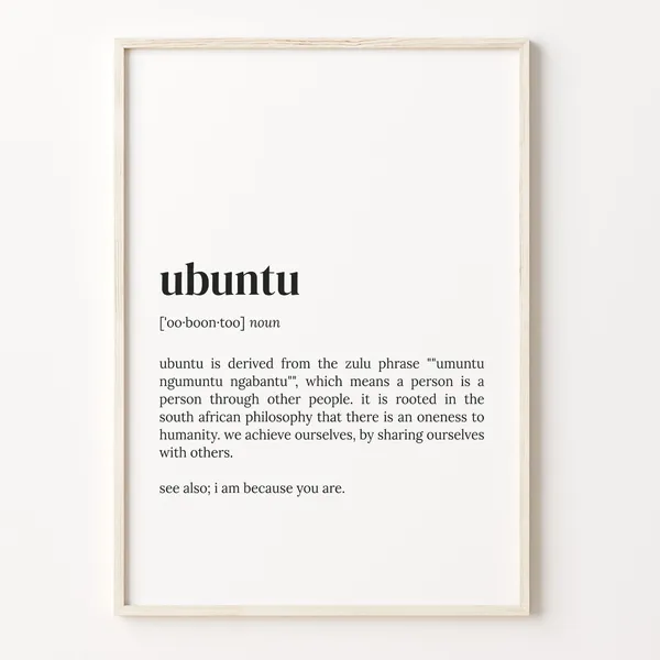 Ubuntu Definition Quote Poster, Typography Wall Art
