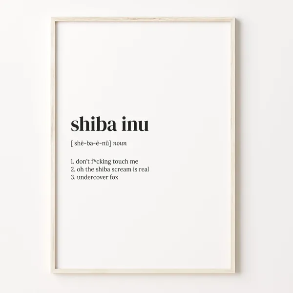 Shiba Inu Definition Art Print, Dictionary Style
