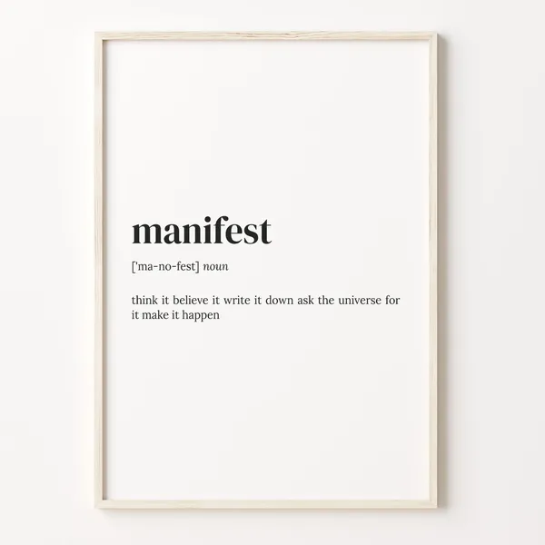 Manifest Definition Quote Art Print, Dictionary Poster