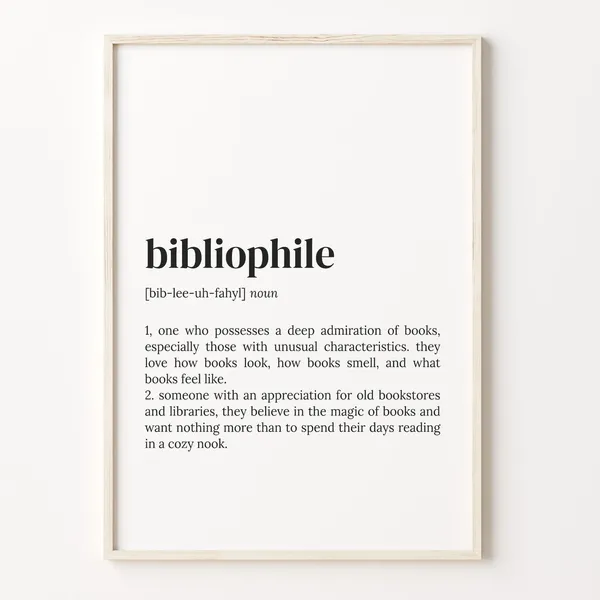 Bibliophile Definition Poster, Book Lover Quote Art