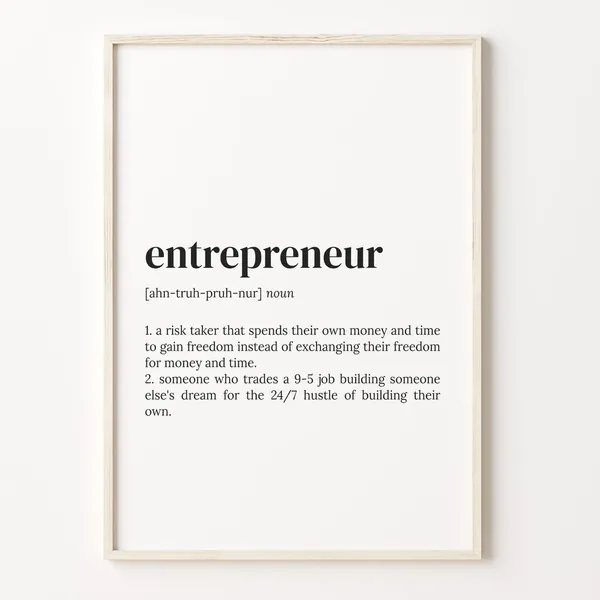 Entrepreneur Definition Typography Quote Poster Print