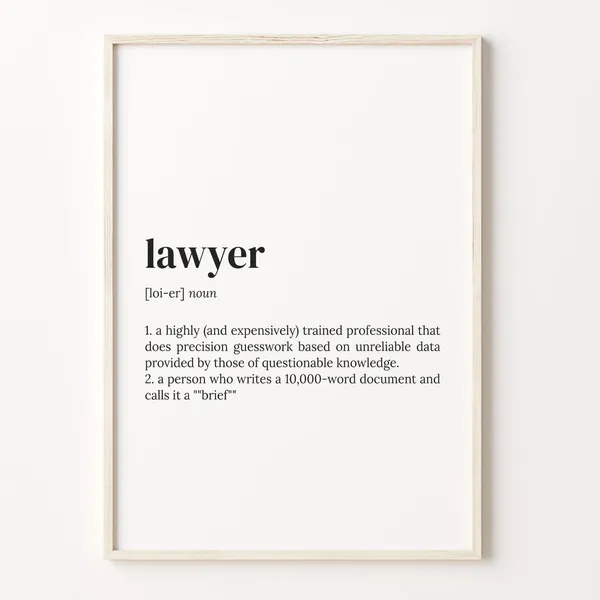 Lawyer Definition Print, Dictionary Poster Quote Art