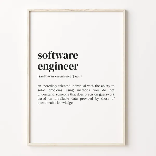 Software Engineer Definition Quote Poster, Funny Gift