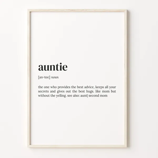 Auntie Definition Dictionary Quote Art Print