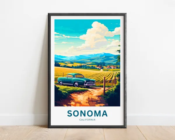Sonoma Travel Poster, California Wall Art Print