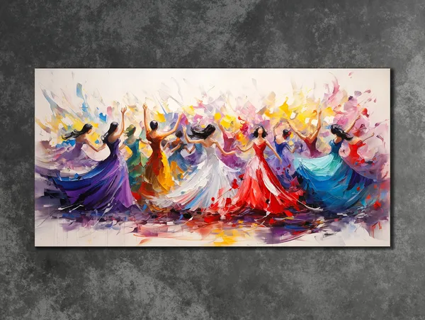 Colorful Dancing Girls Modern Home Wall Decor Art Print