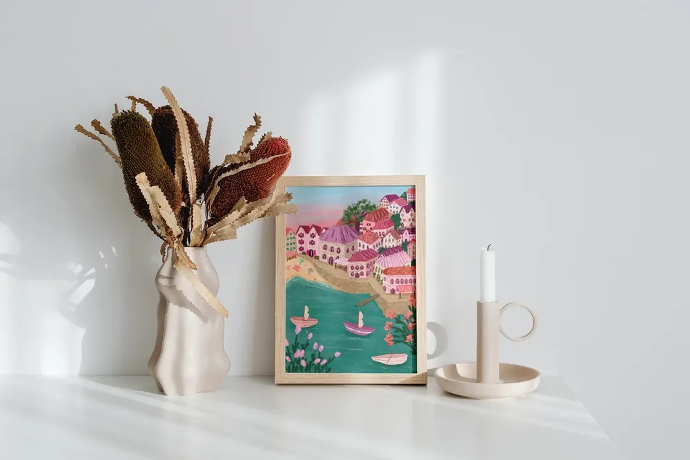 Salcombe Salcombe Retro Beach Art Print - Image 3