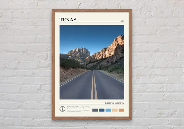 Texas Real Photo Travel Poster, United States Decor