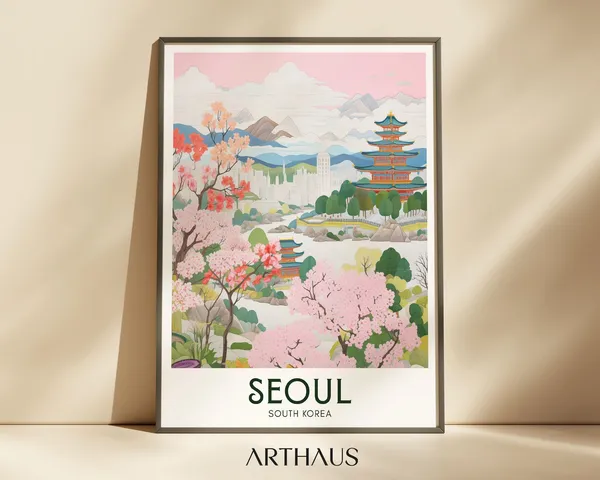 Seoul Vintage Travel Poster, Korea Wall Art