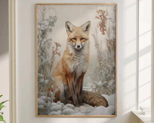 William Morris Inspired Fox Winter Art Print