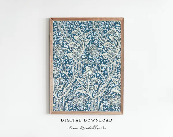 Vintage Blue And White Floral Design Art Print
