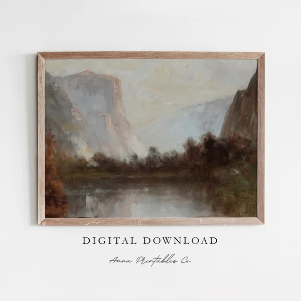 Yosemite Valley Antique Moody Landscape Art Print