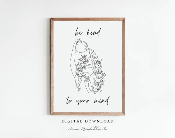 Be Kind To Your Mind Minimalist Quote Art Print