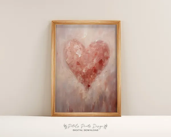 Valentine Heart Watercolor Poster, Romantic Wall Art