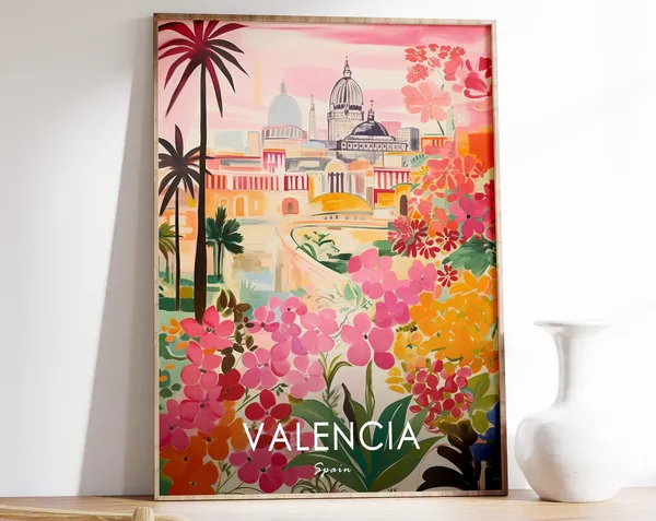 Valencia Spanish Travel Poster, Beach Coastal Decor