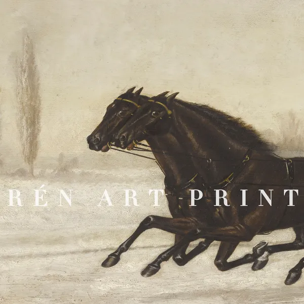 Vintage Winter Country Christmas Sleigh Ride Art Print