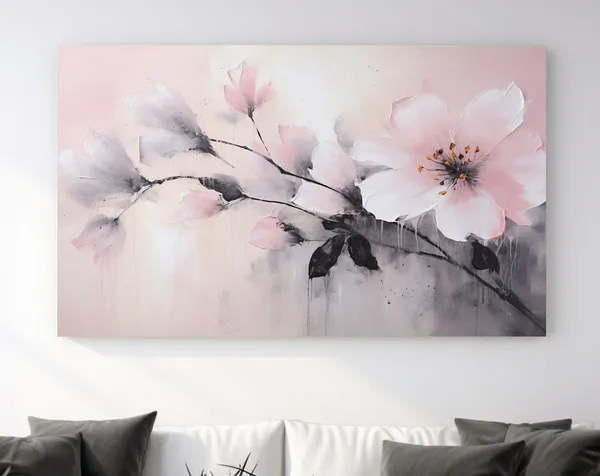 Light Pink Flowers Abstract Painting Art Print