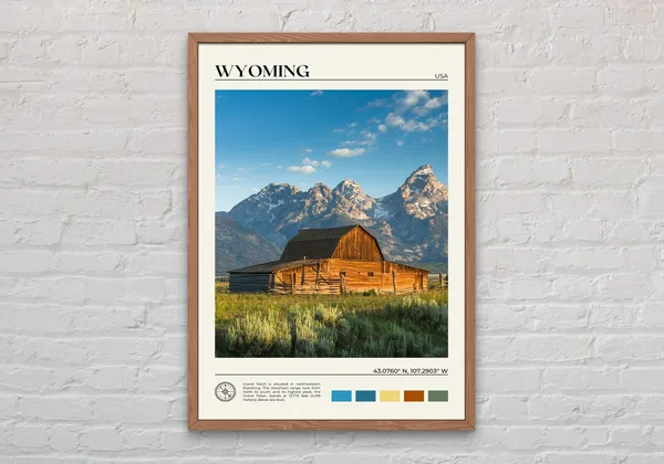 Wyoming Travel Poster, United States Wall Art