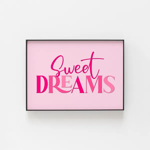 Sweet Dreams Typography Poster, Pink Nursery Decor