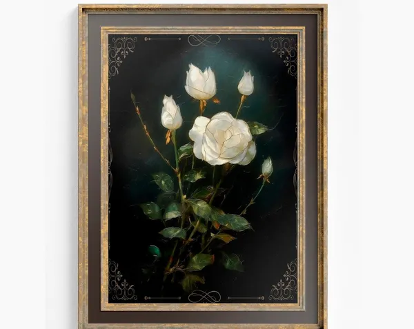Vintage Rose Print, Victorian Dark Academia Florals