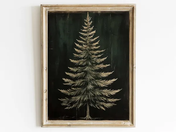 Dark Fir Tree Christmas Wall Decor Art Print
