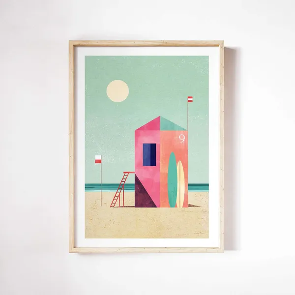 Surf Hut Print by Henry Rivers, Beach Travel Poster