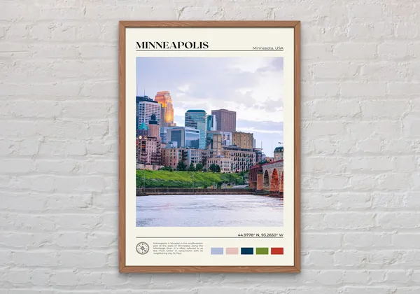 Minneapolis Real Photo Travel Poster, USA Decor