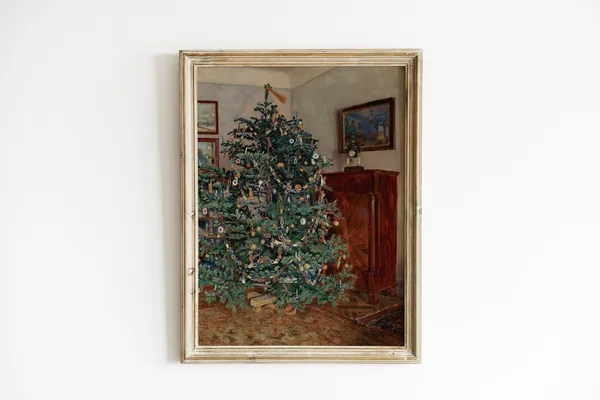 Vintage Christmas Tree Poster, Antique Winter Wall Art