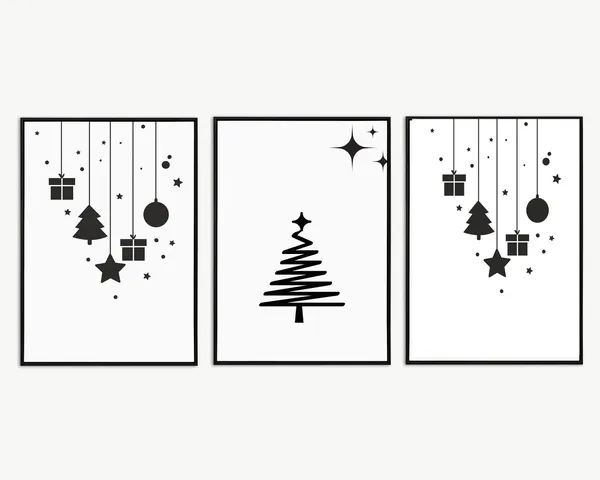 Modern Black And White Christmas Art Print