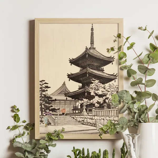 Pagoda of Kiyomizu Temple, Vintage Kyoto Travel Poster