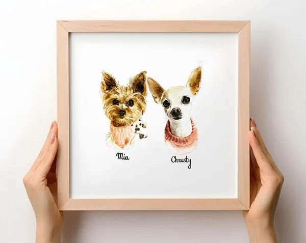 Two Pet Portraits Watercolor Art Print, Pet Memorial