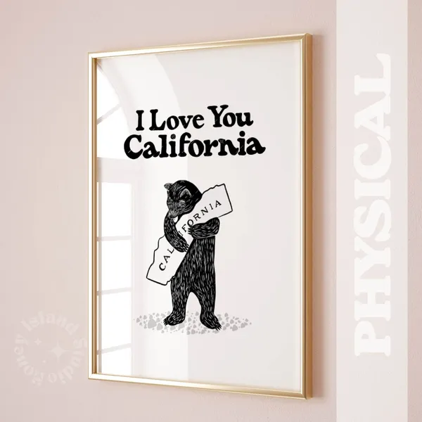 Bear Hug I Love You State Poster Print