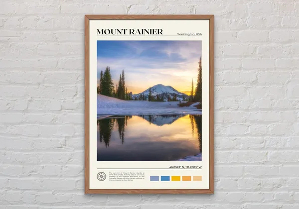 Mount Rainier Photo Travel Poster, USA Wall Art