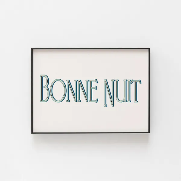 Bonne Nuit French Bedroom Art Print, Elegant Decor
