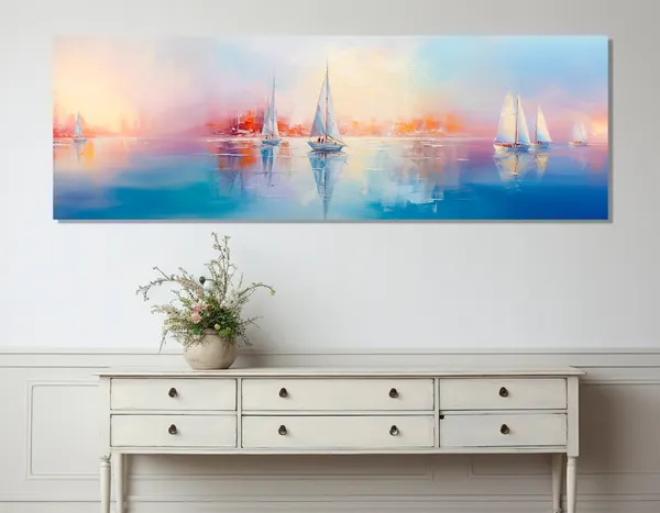 Abstract Sailboats Colorful Sailing Art Print