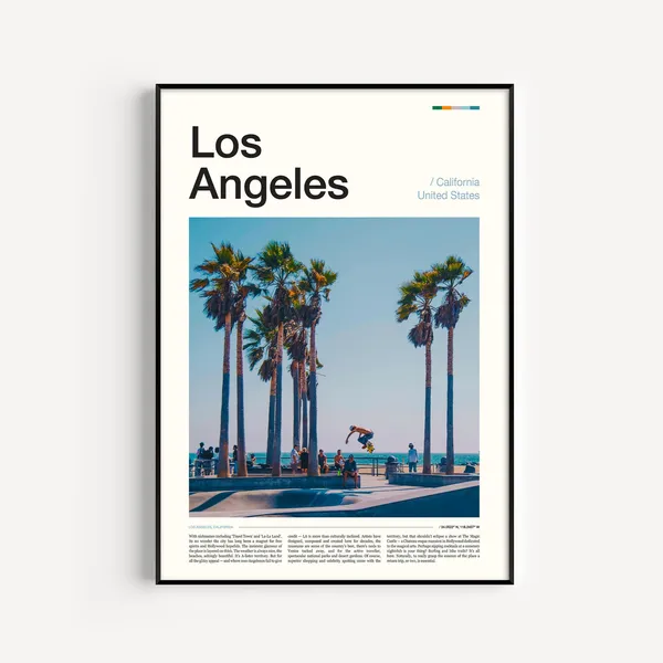 Los Angeles Travel Poster, City Wall Art Print
