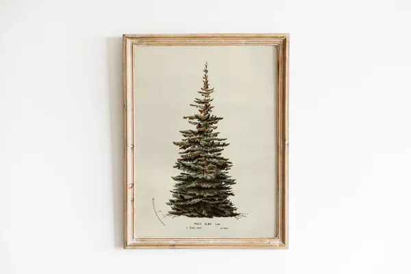 Neutral Christmas Tree Vintage Holiday Wall Art