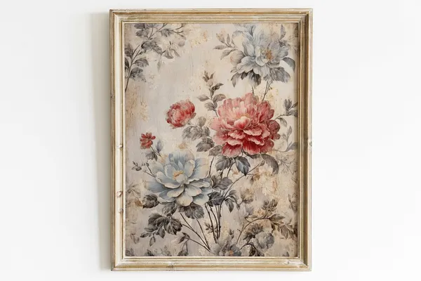 Rustic Rose Radiance Distressed Vintage Art Print