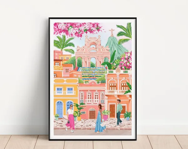 Rio De Janeiro Brazil Travel Poster, Maximalist Decor