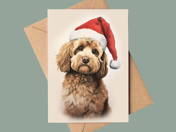 Cockerpoo Christmas Card, Personalised Dog Lover