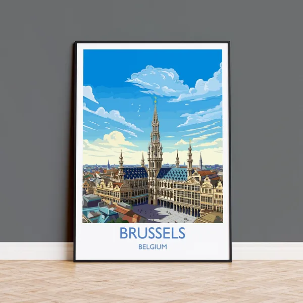 Brussels Vintage Travel Poster, Belgium Art Print